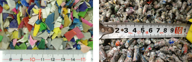 Variety of recycled material shapes