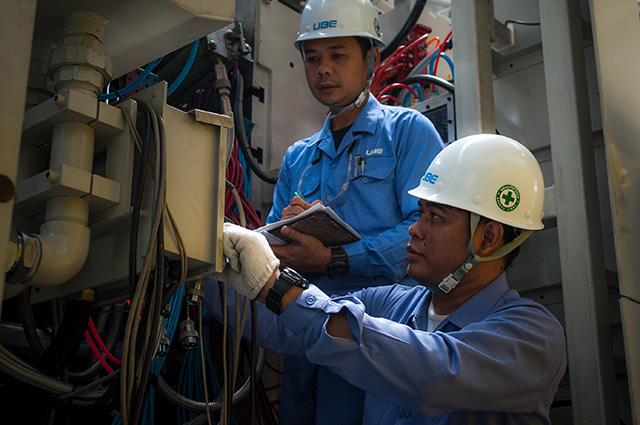 A scene at work in a factory