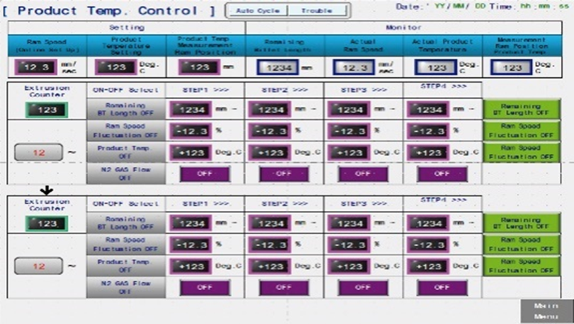 Extrusion ram speed can be set arbitrarily