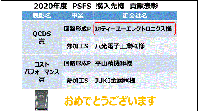 運営方針説明会での発表資料（PSFS様より承諾を得て掲載）